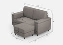 Divano 2 Posti con Pouf 168x145x85 cm Marrak in Tessuto Grigio