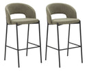 Set 2 Sgabelli Bar Helsinki 50x99x52 cm in Tessuto Verde/Nero
