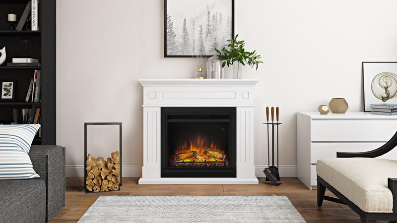 Camino Elettrico da Pavimento Effetto Fiamma 1500W Tagu Larsen Bianco