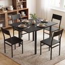 Set da Pranzo con Tavolo Allungabile 120x80x76 cm e 4 Sedie Impilabili in MDF e Metallo Nero      