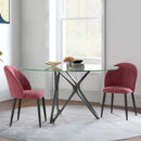 Set 2 Sedie da Pranzo in Velluto Imbottite 52x54x79 cm con Gambe in Metallo Rosso Antico