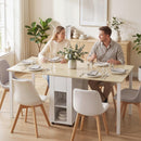 Tavolo Pieghevole per 6 Persone 168,2x85x73 cm con 2 Cassetti e 4 Ripiani in MDF e Legno di Pino Bianco      