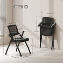 Set 2 Sedie Pieghevoli con Schienale Curvo e Braccioli 61x56x84 cm in Tessuto Effetto Lino e Acciaio Nero      
