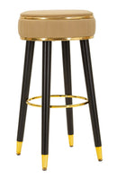 Sgabello Bar London Marrone Ø38x74 cm in Pino e MDF e Spugna e Metallo e PU      