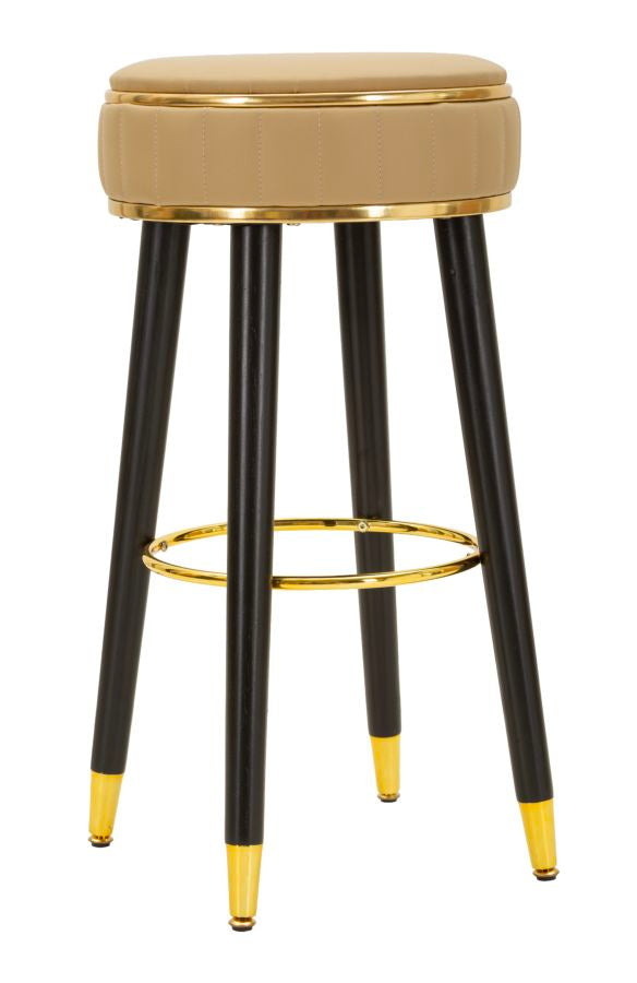Sgabello Bar London Marrone Ø38x74 cm in Pino e MDF e Spugna e Metallo e PU prezzo