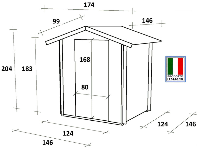 Casetta Box da Giardino per Attrezzi 146x146 cm con Porta Finestrata in Legno Naturale