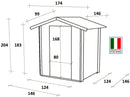 Casetta Box da Giardino per Attrezzi 146x146 cm con Porta Finestrata in Legno Naturale