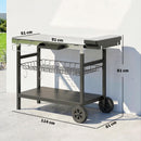 Carrello Barbecue da Esterno 114x61x81 cm con Piano in Acciaio Inossidabile Porta Spezie Ganci e Maniglia Laterale Nero      