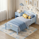 Letto Montessori per Bambini 3-6 Anni 146x76,5x54,5 cm con Sponde Anti-Caduta a Forma di Nuvola in MDF e Compensato Blu      