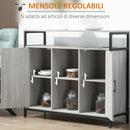 Credenza 2 Ante 5 Ripiani 100x34x87,2 cm in Legno Grigio