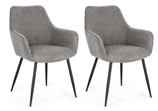 Set 2 Sedie 58x63x85,5 cm Cora in Tessuto Nero e Grigio Scuro prezzo