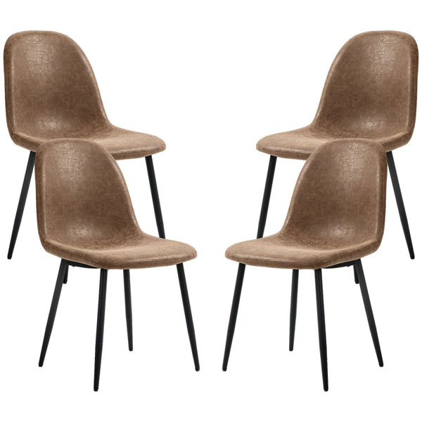 online Set 4 Sedie da Pranzo Stile Vintage 46x61x85 cm in Similpelle Marrone