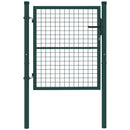 Cancello da Giardino in Acciaio 97x150 cm con Serratura 3 Chiavi Maniglia e 2 Pali in Acciaio Verde      