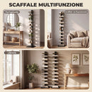 Libreria Moderna a 11 Ripiani Salvaspazio 34,5x41,5x163,5 cm in Truciolato e Acciaio Marrone Rustico      