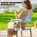 Set 4 Sedie da Giardino Impilabili Struttura in PP Grigio Chiaro      