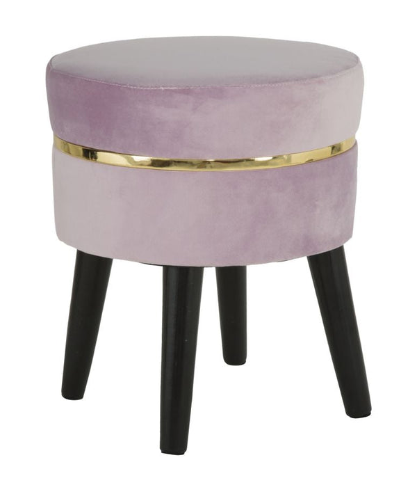 sconto Sgabello Paris Rosa Ø35x40,5 cm Legno Spugna e Velluto Sintetico Rosa e Oro e Nero