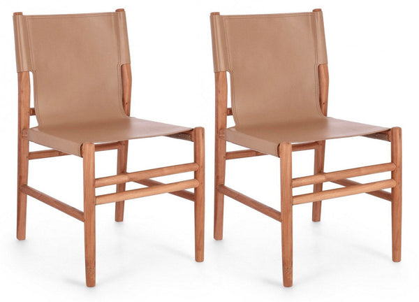Set 2 Sedie 48x58x85 cm Caroline in Pelle Tortora acquista