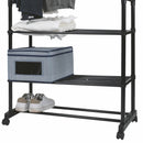 Stender Appendiabiti Doppio 77x34x160 cm in Metallo e Plastica Nero