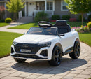 Macchina Elettrica per Bambini 12V Licenza Ufficiale Audi SQ8 E-Tron con Telecomando e Sedile Pelle Bianco