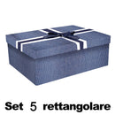 Set 5 Scatole cartone blu rettangolare 