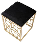 Sgabello Bubbles 38x38x46 cm in Ferro e Spugna e Tessuto Oro e Nero