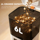 Distributore Automatico Cibo Gatti 6L WiFi 2.4G App con Timer 1-10 Pasti al Giorno 2 Ciotole in Acciaio Inox Bianco      