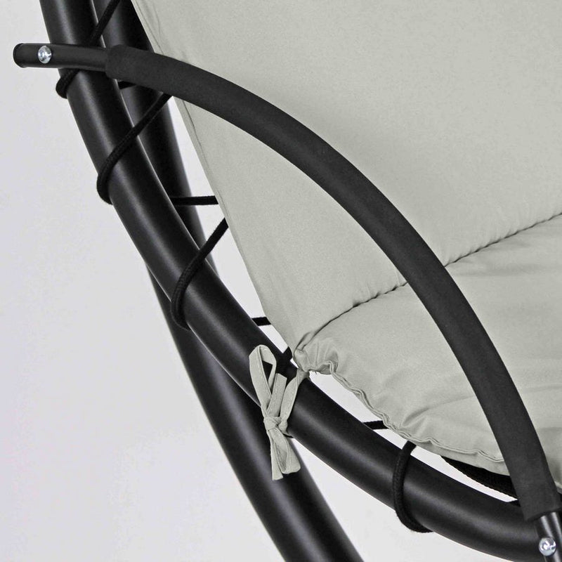 Sedia Dondolo Pensile Relax Chaise Longue con Tettuccio 190x105x205 cm Telly Panna Scuro 