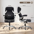 Sedia da Ufficio Ergonomica 68x76x109-117 cm con Supporto Lombare e Altezza Regolabile in Tessuto Effetto Lino Nero      