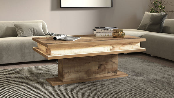 Tavolino Soggiorno 100x55x42 cm Little Big con LED Acero Pereira online