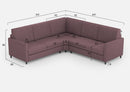 Divano Angolare 5 Posti 241x241x85 cm Karay in Tessuto Prugna
