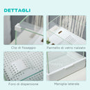 Vasca per Tartarughe 51x31x25,5 cm con Filtro a 3 Livelli e Pannelli in Vetro e ABS Bianco   