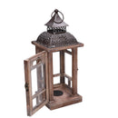 Lanterna in Legno in Metallo noce bronzo quadro cm 16,5x16,5xh41,5