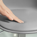 Set 2 Sgabelli da Bar 38x42x82-104 cm con Schienale e Poggiapiedi in PP Pelle PU e Acciaio Grigio      