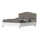 Letto Matrimoniale con Rete e Contenitore Alzata Comoda Struttura Bianco Frassico e Testata in Similpelle Grace Cappuccino Varie Misure