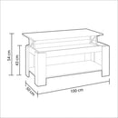 Tavolino Basso con Piano Sollevabile 100x50x43/54 cm in Legno Ambit Lift Bianco