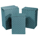 Set 3 Ceste Portabiancheria in poliestere verde acqua foderato rettangolare 