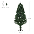 Albero di Natale Artificiale 150 cm 170 Rami con Luci LED e Fibre Ottiche Colorate Verde