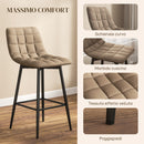 Set 2 Sgabelli da Cucina Stile Nordico 45x47x84 cm in Tessuto Effetto Velluto e Metallo Marrone  