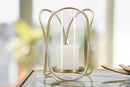 Porta Candele Glox Gold Ø16x21,5 cm in Ferro e Vetro Oro      