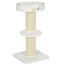 Tiragraffi per Gatti 45x45x91 cm con Lettino Rivestimento Peluche e Palo in Sisal Crema      