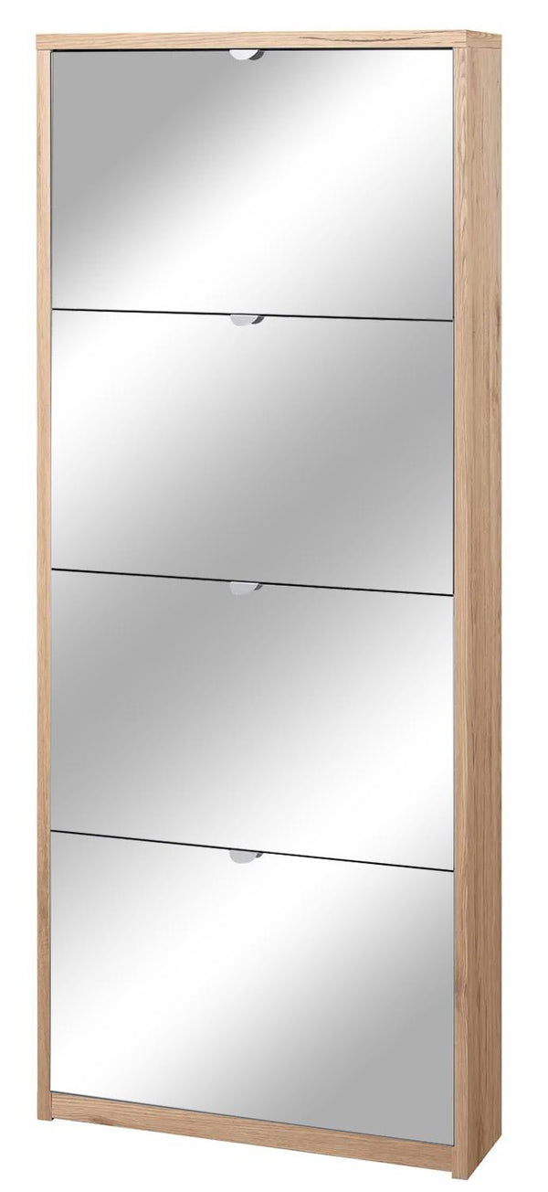 online Scarpiera 4 Ante con Specchio 63x154x18 cm Rovere Naturale