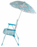 Set 2 Sedie Mare Spiaggine Pieghevoli per Bambini con Ombrello Soriani Oxford Unicorno