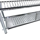 Scolapiatti Fisso da Appoggio 70 cm in Acciaio Inox con Vaschetta Raccogli Gocce