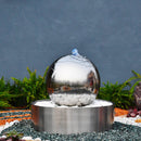 Sfera Cascata Artificiale da Giardino con LED Ø40 cm in Acciaio Inox con Pompa
