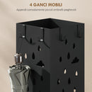 Portaombrelli Moderno Gatto 15,5x15,5x49 cm con Raccogligocce e Ganci in Metallo Nero      