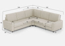Divano Angolare 5 Posti 246x246x85 cm Sakar in Tessuto Latte