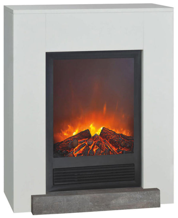 sconto Camino Elettrico da Pavimento Effetto Fiamma 1200W Ruby Fires Hamar Elski Bianco