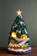 Villaggio Natalizio Abete e Babbo Natale 42 cm con Luci Musica e Movimento