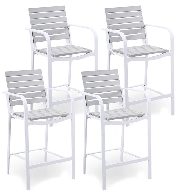 online Set 4 Sgabelli da Bar 55,5x54,5x107 cm in Alluminio Kraus Modigliani Bianchi e Grigi