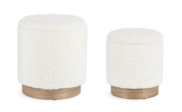 online Set 2 Pouf Contenitore Zoya in Bouclè